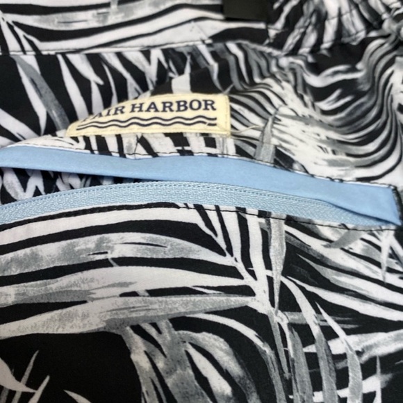 Fair Harbor The Sextant Trunk Lined Stretch Black White Palm Leaves Short Sz 38 - Picture 8 of 16